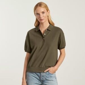 Everlane Womens The Oversized Polo Shirt Short Sleeve in Beech Size Medium